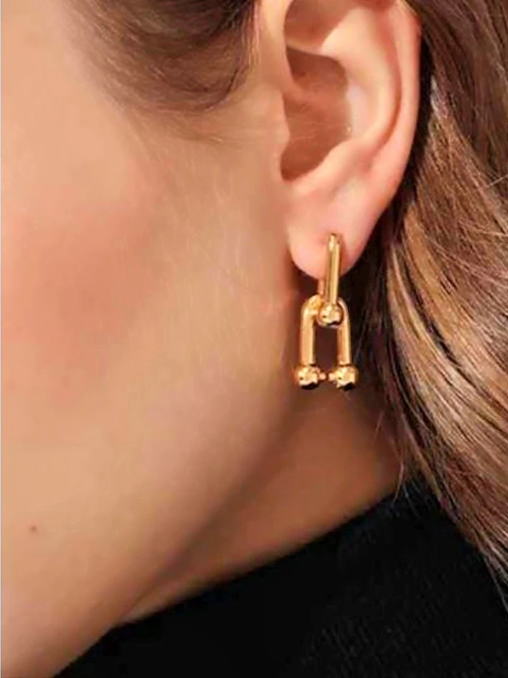 Gold-Tone U-Links Drop Earrings